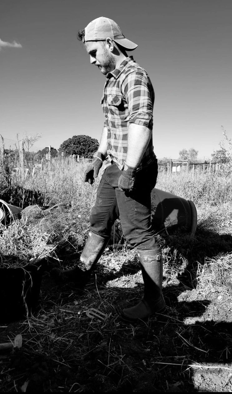 James gardening and working on an allotment