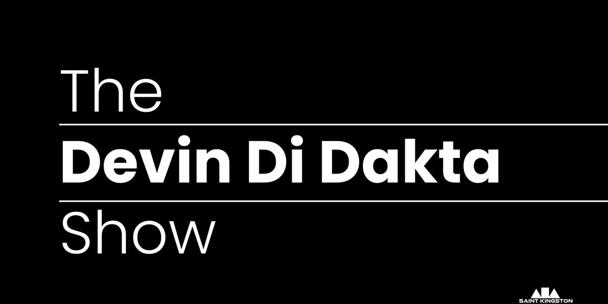 Logo of The Devin Di Dakta Show with bold and clean typography on a black background.