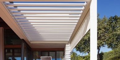Louvered roof pergola