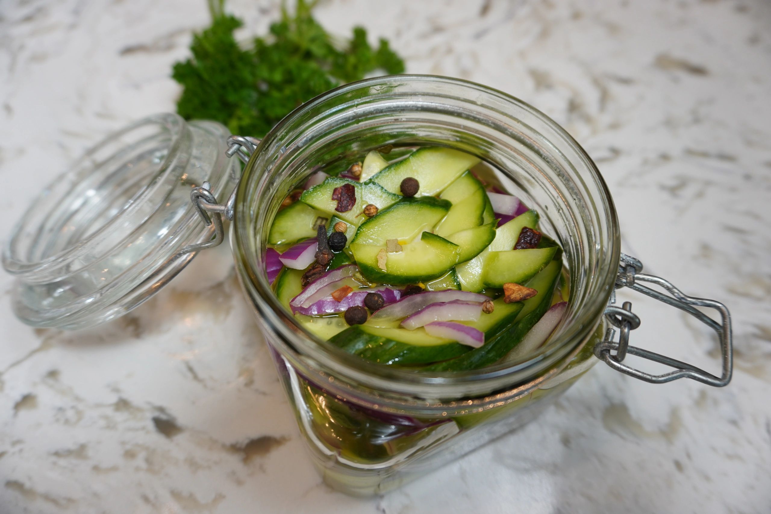 Easy Pickled Cucumbers and Onions