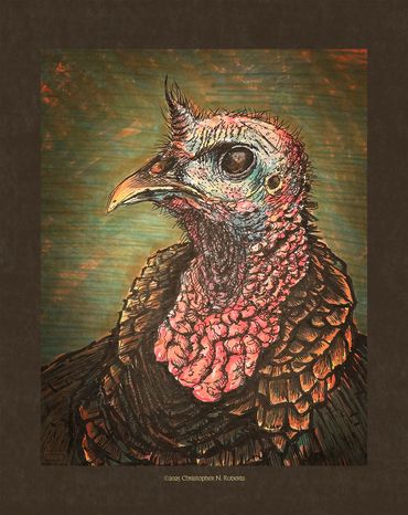 Tom Turkey Portrait, pen & marker
