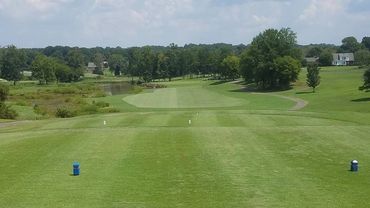 View from out 5th tee. Short par 4, might not need your driver, but if you do beware the water all a