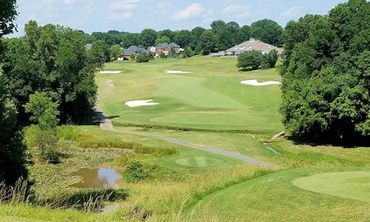 9th hole. Big downhill fading par 4, to finish the front nine. Be sure to take enough club to reach 