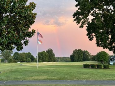 Welcome to Oak Valley Golf club, putting green and first tee.