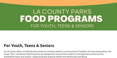 LA County Parks Food Programs for Youth, Teens &amp; Seniors.