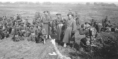 The men of Company E, training at Camp Bowie 1941 (photo courtesy of Ruth Romo)