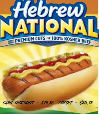 Hebrew national weiners cheap