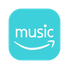 Amazon Music app icon with a turquoise background and white text.