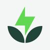 Green energy logo with leaves and lightning bolt.