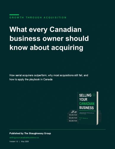 Cover page of a guide for Canadian business owners on acquisition strategies.