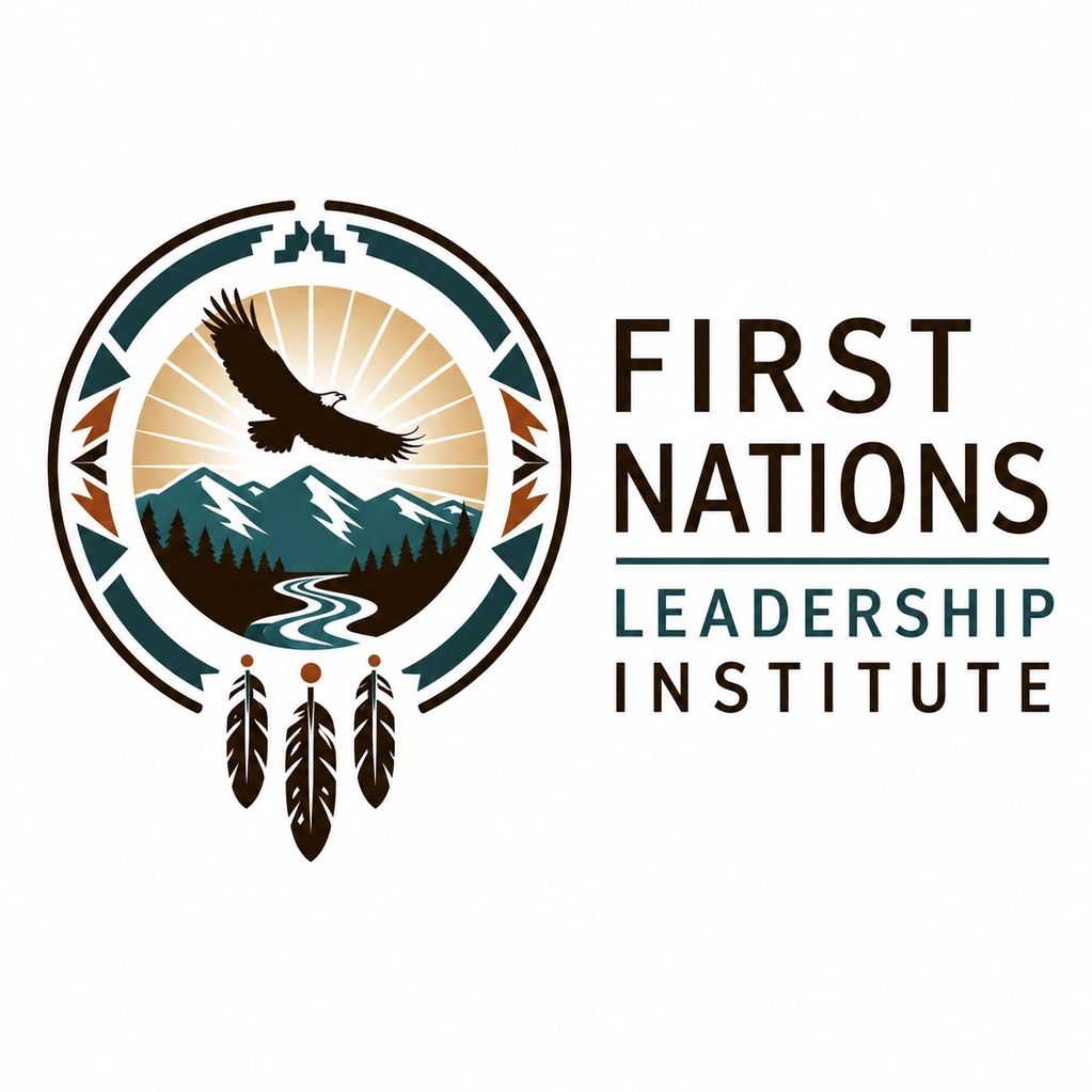 Logo of First Nations Leadership Institute with eagle and mountains.