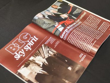 Magazine spread titled 'BIG sky spirit' with article on George Anderson.