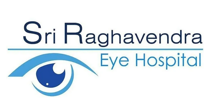 Logo of Sri Raghavendra Eye Hospital with an eye symbol in blue.