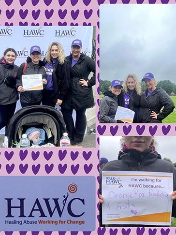 Group of women participating in a Healing Abuse Walk for Change event.