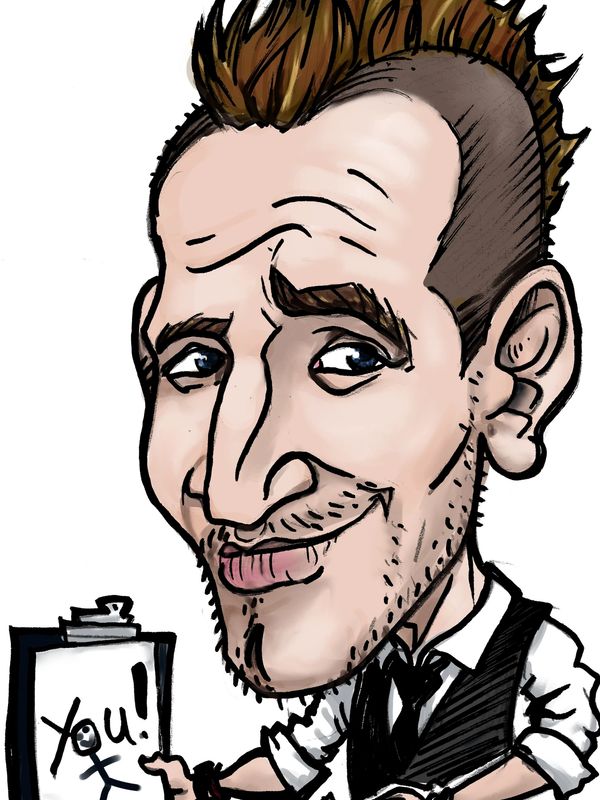 Self Portrait of Sean Reidy in Caricature.