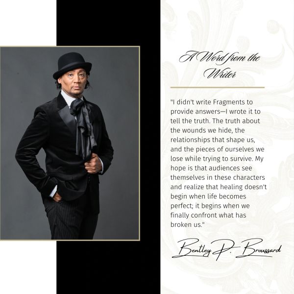 Portrait of Bentley P. Broussard with a quote about healing from his work.