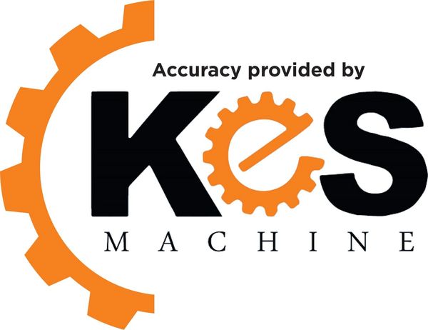 KES Machine logo with Orange gear and black writing