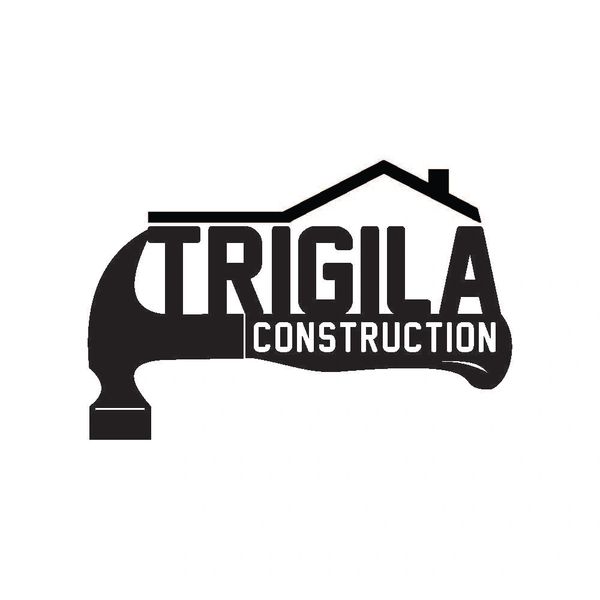 Trigila Construction logo in black with a hammer and roof of a house