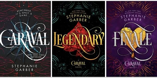 Book covers of Caraval series by Stephanie Garber with ornate designs and bold titles.