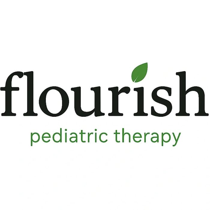 Logo for Flourish Pediatric Therapy with a green leaf over the letter 'i'.