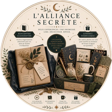 Un coffret thématique appelé L'Alliance Secrète avec des objets mystiques.