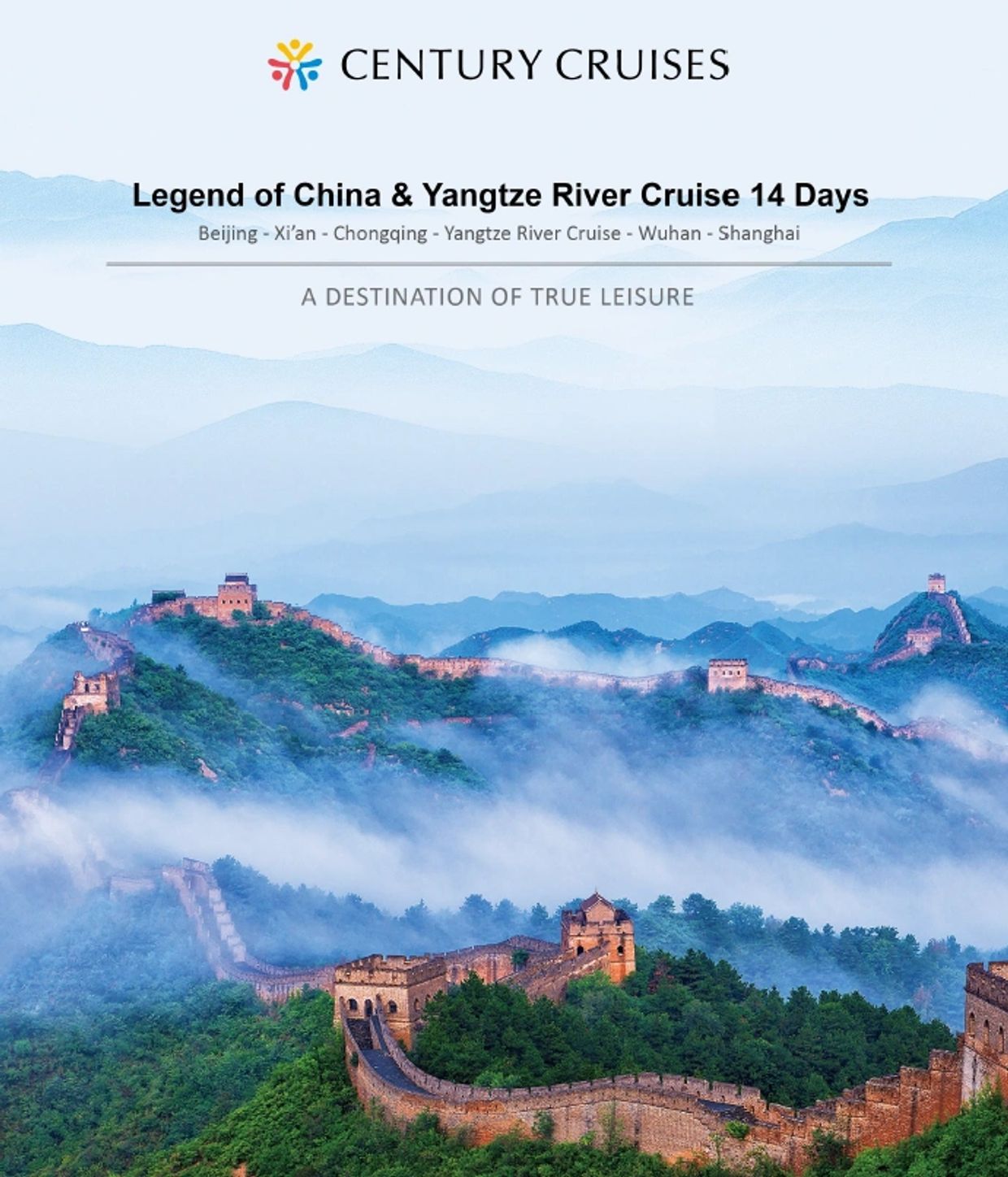 Great Wall of China with cruise advertisement.