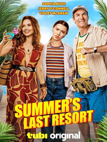 Comedy movie poster showing three main characters at a resort.