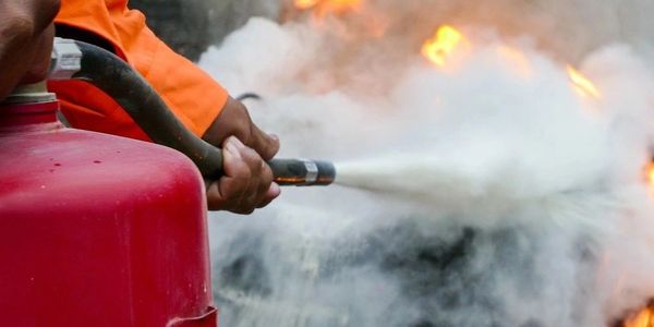 Fire safety training on a TrainSafe-UK fire course in the UK