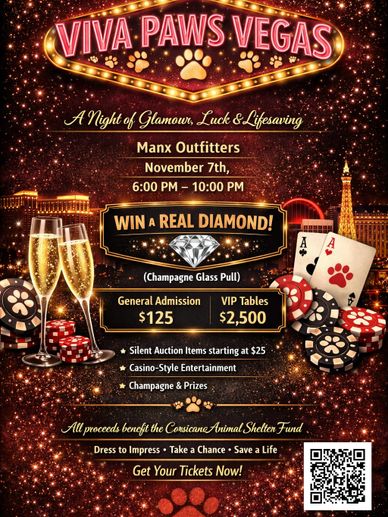Viva Paws Vegas charity event with casino entertainment and diamond prize.