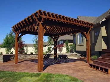 Concrete patio with pergola 