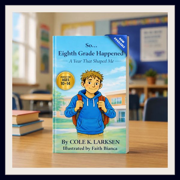 So… Eighth Grade Happened now available middle grade book displayed in classroom setting
