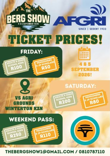 Ticket prices for The Berg Show 2026 on 4-5 September.