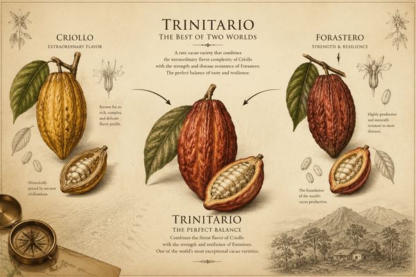 Criollo, Forastero and Trinitario cacao varieties