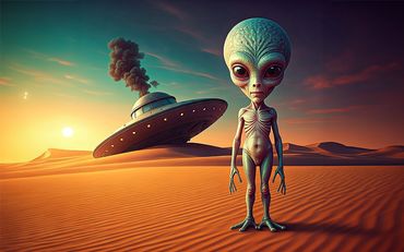 space alien, flying saucer, UFO, science fiction, SciFi Art, fantasy art, surreal art, wall art, pos