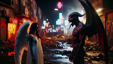 demonic, angelic, demon, angel, horror art, occult art, wall art, poster art