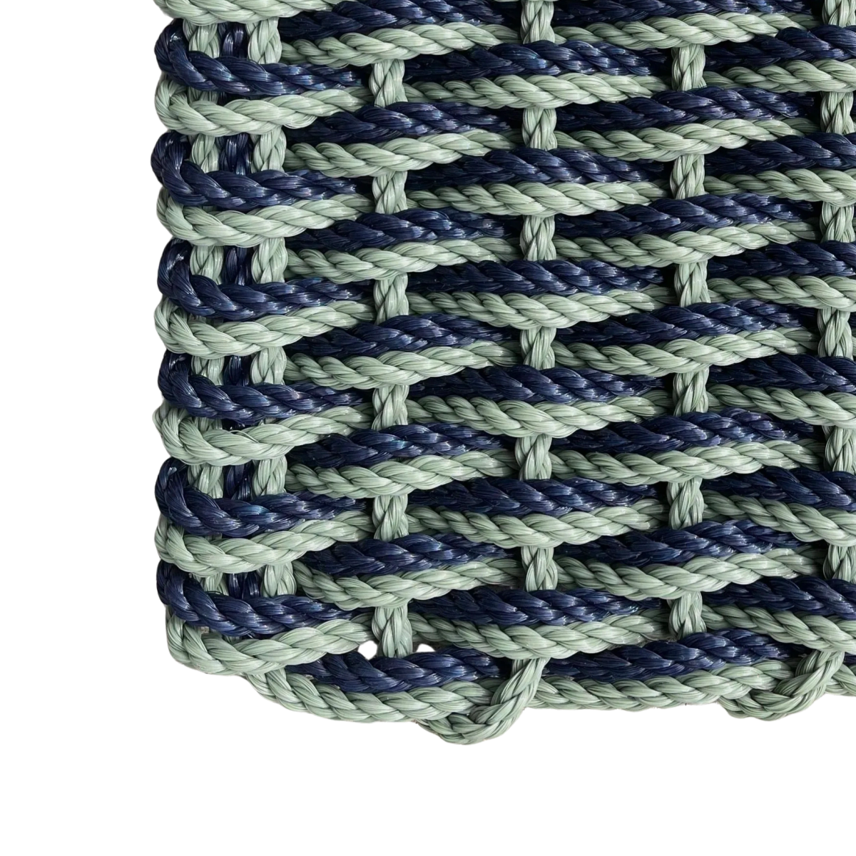 Matte Premuim Rope Rope Mat - Sage with Navy