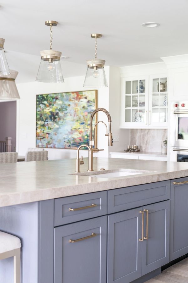 Blue Cabinetry
Blue Cabinets
Blue Kitchen
Gold Hardware