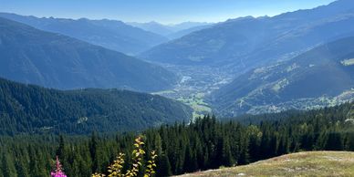 View over Seez and Bourg Sainte Maurice in the summer from la Rosiere 