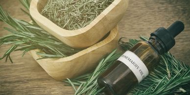 rosemary essential oil and rosemary