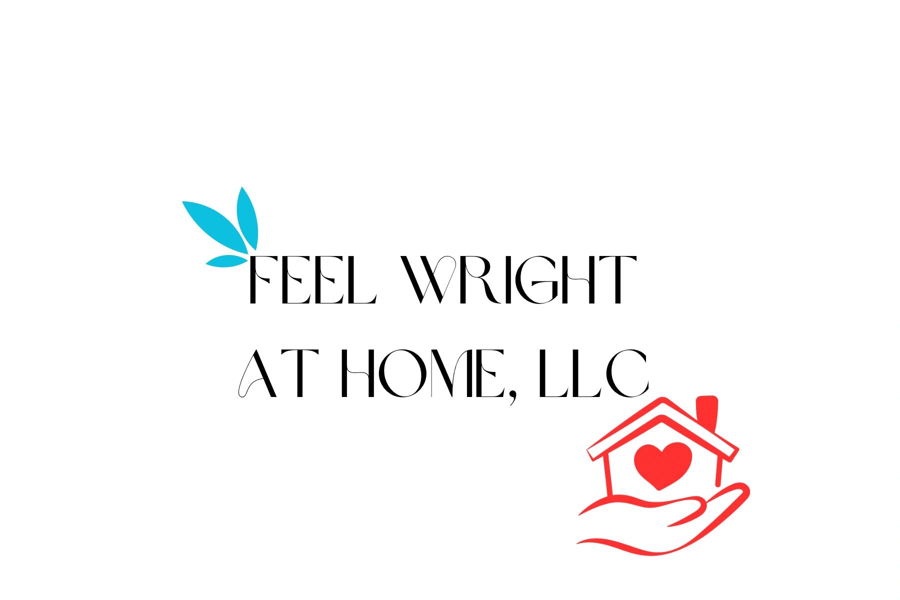Feel Wright At Home, LLC logo with house and heart design.