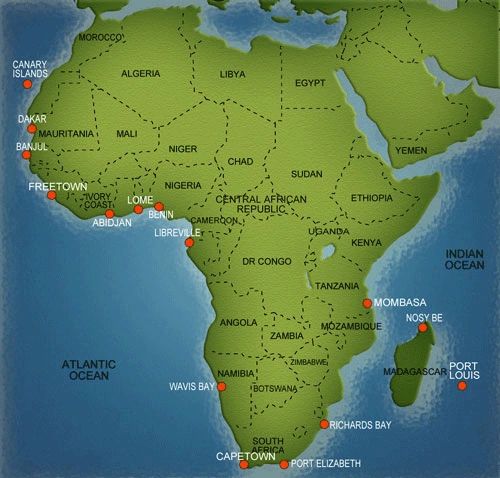 african ports map