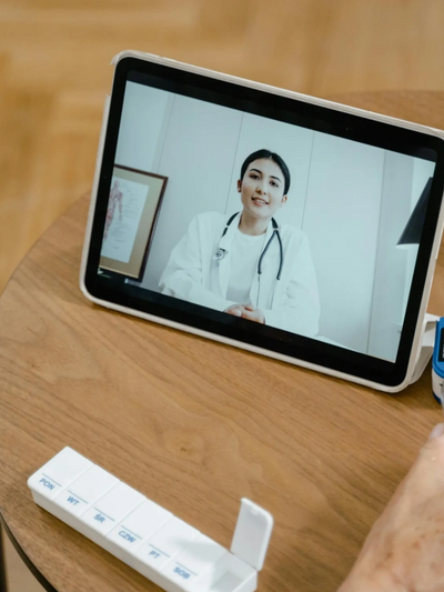 A patient visits their doctor through an online appointment. 