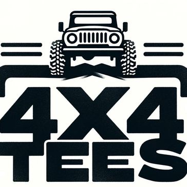 Black and white logo with a 4x4 vehicle and text '4X4 TEES'.