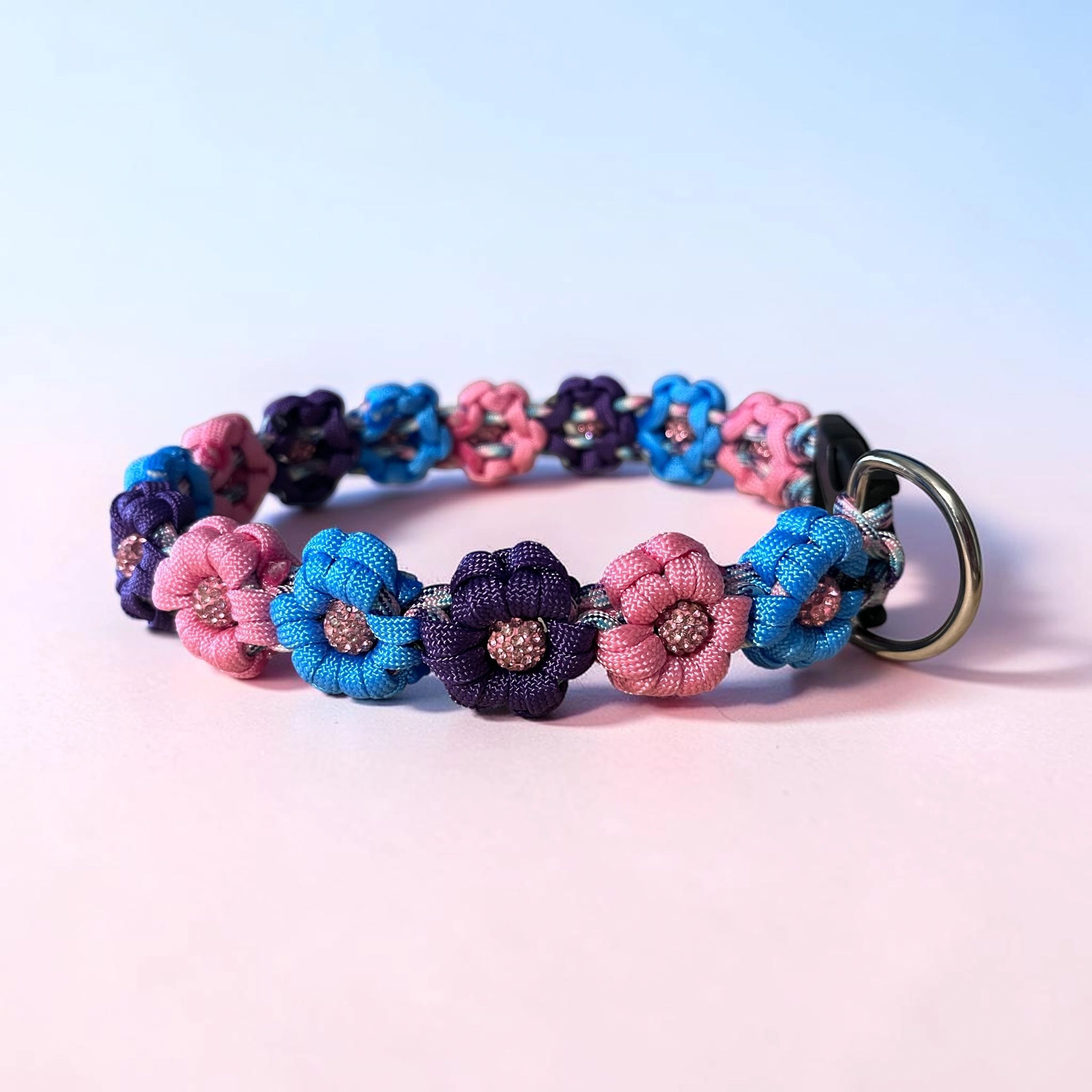 Flower Power Bling Paracord Bling Dog Collar