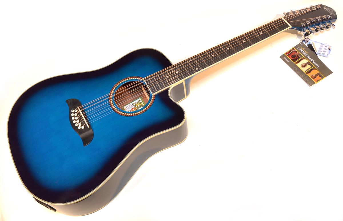 SOLD* Oscar Schmidt OD312CE Acoustic-Electric 12 String Blue Finish - Pro  Setup