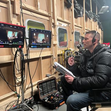 Michael Miceli working on a film set. 