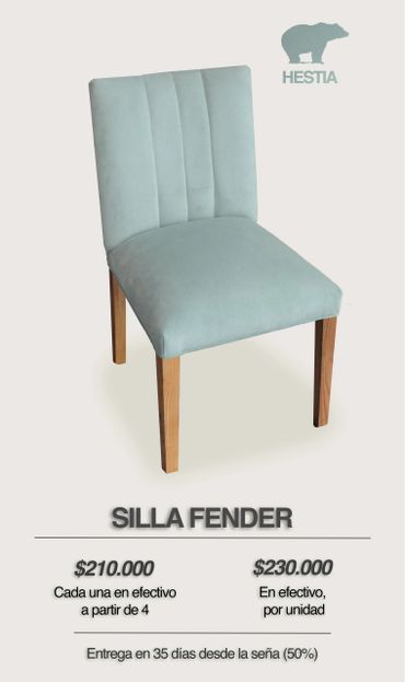 Silla de madera, silla sin apoyabrazos, silla tapizada, silla de comedor, silla de diseño nórdico