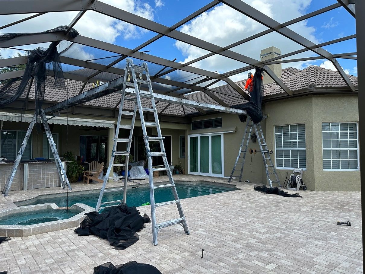 Transform your pool cage with our expert painting and rescreening restoration services