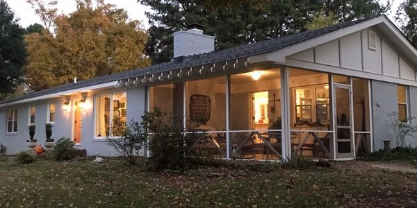 A home with outdoor lighting