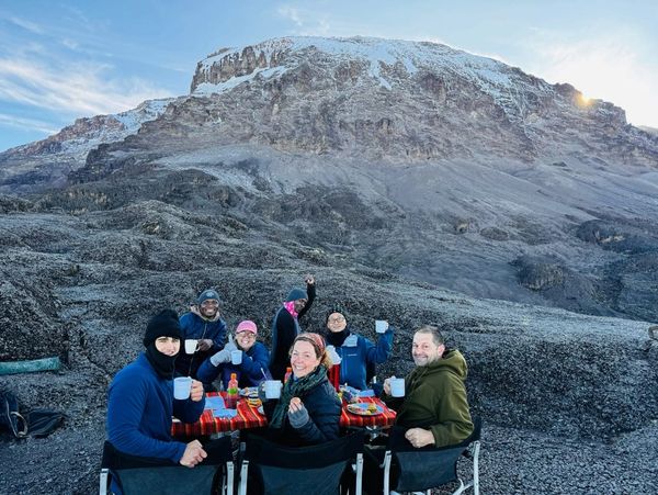 Clients enjoying lunch on Kilimanjaro